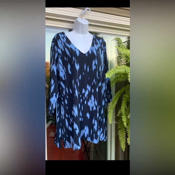 Alfani XL lt/dark Blue Multi Length Tunic Shirt Blouse NWOT - Picture 1 of 5